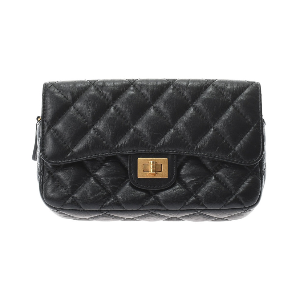 Chanel Chain Black/Matte Gold Hardware Aged Calfskin Shoulder Bag